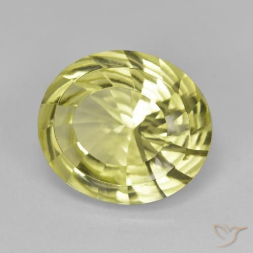6.98 ct Yellow Quartz Stone, Natural Quartz in Oval Concave Cut Shape for Sale