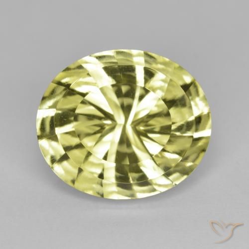 14.1 x 12.1mm Oval Concave Cut Yellow Quartz from Brazil, Weight of 6.76ct, Natural irradiated gemstone in VVS Clarity, 1pc Quartz - the Color is Medium Yellow, Mohs Hardness of 7 suitable for daily wear jewelry, Photo A