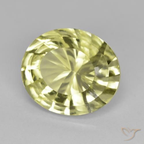 6.76 ct Yellow Quartz Stone, Natural Quartz in Oval Concave Cut Shape for Sale