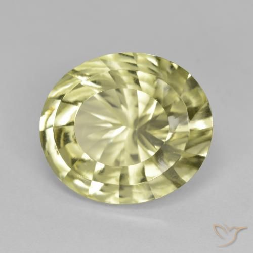 6.69 ct Yellow Quartz Stone, Natural Quartz in Oval Concave Cut Shape for Sale