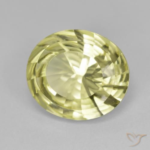 6.88 ct Yellow Quartz Stone, Natural Quartz in Oval Concave Cut Shape for Sale