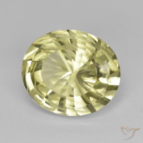6.88 ct Yellow Quartz Stone, Natural Quartz in Oval Concave Cut Shape for Sale