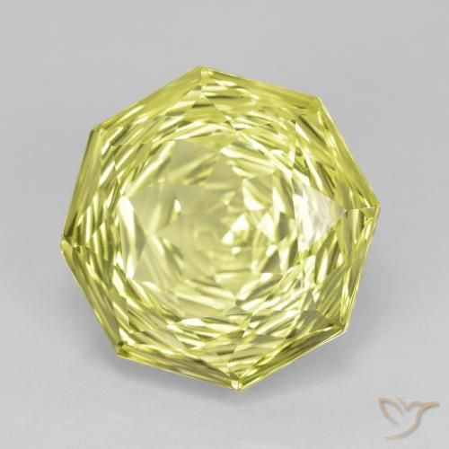 9.99 ct Yellow Quartz Stone, Natural Quartz in Octagon Concave Cut Shape for Sale