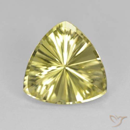 3.55 ct Yellow Quartz, 12 x 11.9 mm Trillion Concave Cut From Brazil, Photo A