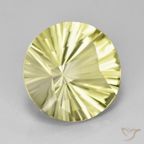 8.64 ct Yellow Quartz Stone, Natural Quartz in Round Concave Cut Shape for Sale