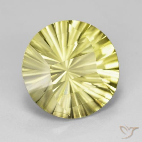 8.25 ct Yellow Quartz Stone, Natural Quartz in Round Concave Cut Shape for Sale