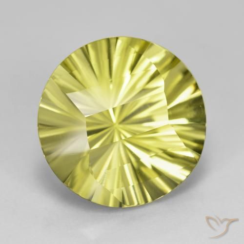 8.84 ct Yellow Quartz Stone, Natural Quartz in Round Concave Cut Shape for Sale