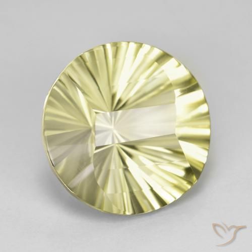 8.46 ct Yellow Quartz Stone, Natural Quartz in Round Concave Cut Shape for Sale