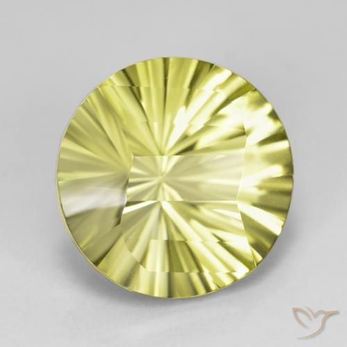 9.03 ct Yellow Quartz Stone, Natural Quartz in Round Concave Cut Shape for Sale