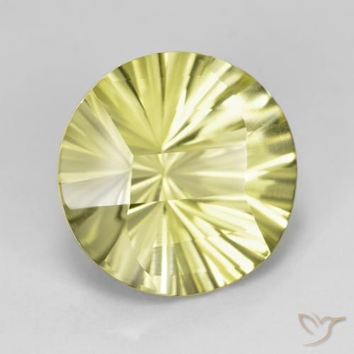 8.91 ct Yellow Quartz Stone, Natural Quartz in Round Concave Cut Shape for Sale