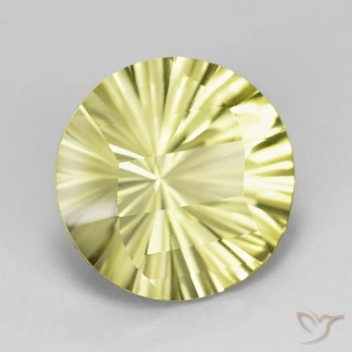 8.22 ct Yellow Quartz Stone, Natural Quartz in Round Concave Cut Shape for Sale