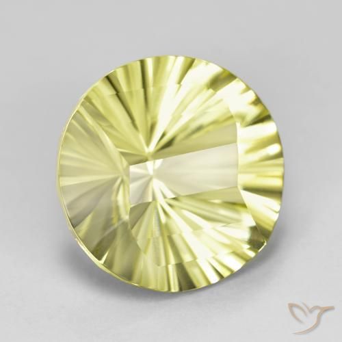 8.65 ct Yellow Quartz Stone, Natural Quartz in Round Concave Cut Shape for Sale