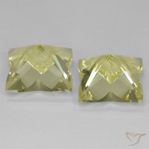Quartz Gemstones in 12 x 12 mm (calibrated) Size for Sale, Quartz Stones in Light Yellow Color