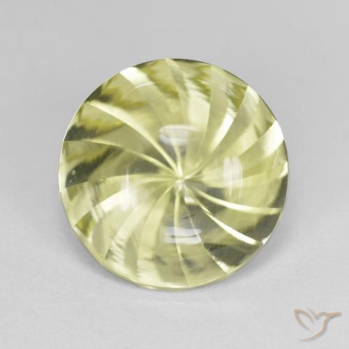 5.31 ct Yellow Quartz, 12.1 mm Round Concave Cut From Brazil, Photo A