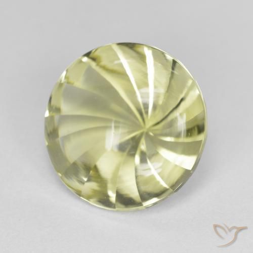 5.31 ct Yellow Quartz Stone, Natural Quartz in Round Concave Cut Shape for Sale