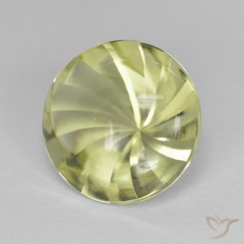 5.41 ct Yellow Quartz Stone, Natural Quartz in Round Concave Cut Shape for Sale