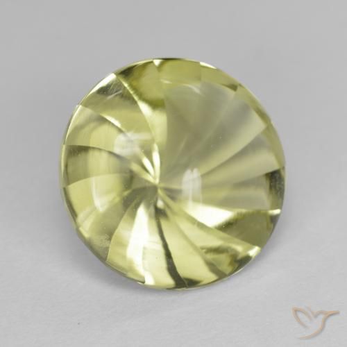 5.17 ct Yellow Quartz Stone, Natural Quartz in Round Concave Cut Shape for Sale