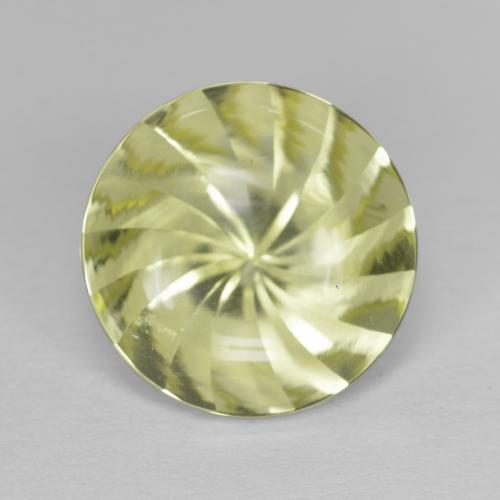 12,2mm gelber Quarz im Rund Konkavschliff aus Brasilien, Gewicht 5,27 ct, Garantiert echter Edelstein in Transparent Reinheit, 1 Stück Quarz - die Farbe ist Mittelgelb, Mohs-Härte von 7 Geeignet für den täglichen Gebrauch im Schmuck, Photo A