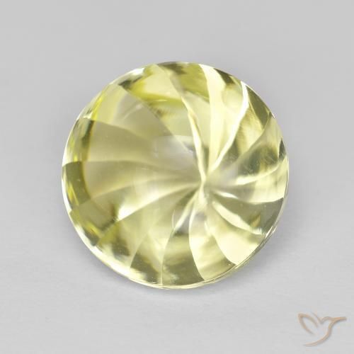 6.10 ct Yellow Quartz Stone, Natural Quartz in Round Concave Cut Shape for Sale
