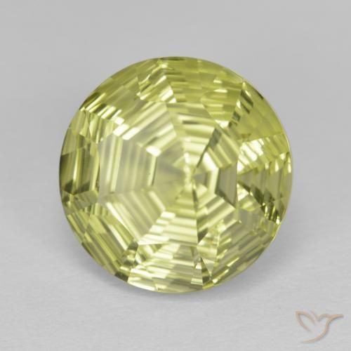 6.24 ct Yellow Quartz Stone, Natural Quartz in Round Concave Cut Shape for Sale