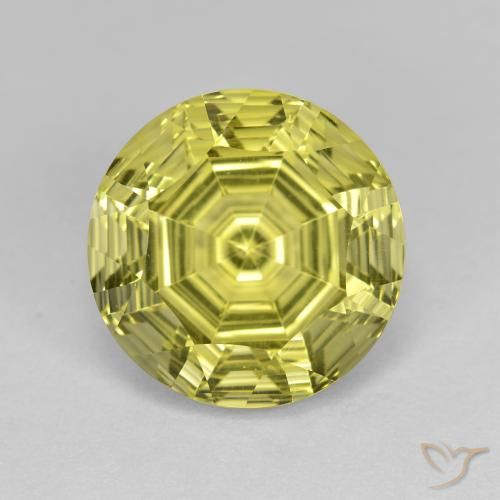 6.17ct Natural Greenish Yellow Quartz, Round, VVS