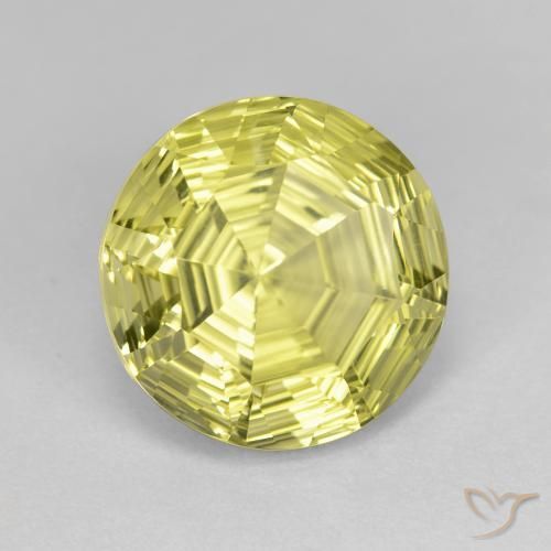 6.17 ct Yellow Quartz Stone, Natural Quartz in Round Concave Cut Shape for Sale