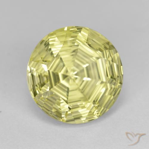 6.41 ct Yellow Quartz Stone, Natural Quartz in Round Concave Cut Shape for Sale
