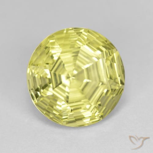 5.89 ct Yellow Quartz Stone, Natural Quartz in Round Concave Cut Shape for Sale