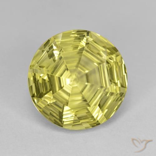 5.82 ct Yellow Quartz Stone, Natural Quartz in Round Concave Cut Shape for Sale