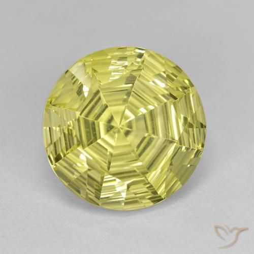 6.39 ct Yellow Quartz Stone, Natural Quartz in Round Concave Cut Shape for Sale