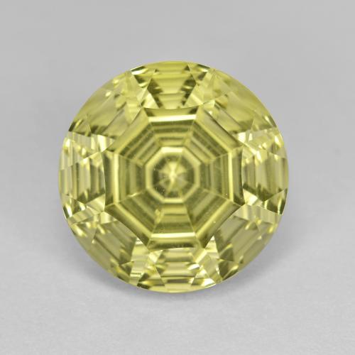 Jaune moyen Quartz gemme - 6.3ct Taille concave ronde (ID: 600325)