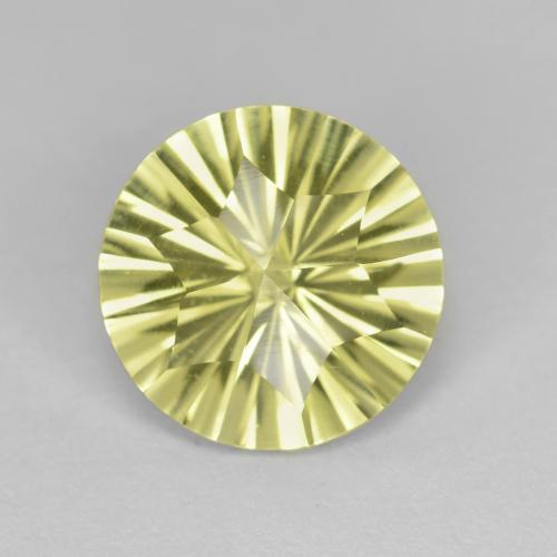 2.91 ct Yellow Quartz Gemstone, Quartz Gem in Round Concave Cut Shape for Sale.