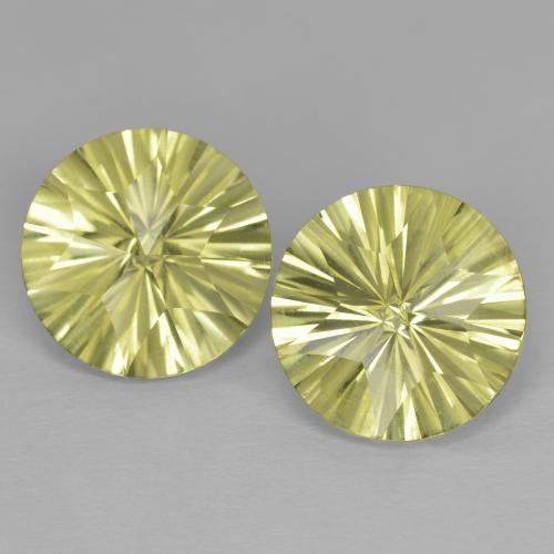 2 Stück runder gelber Quarz in der Größe 10mm, Gewicht 5,82 gesamt / durchschn. Je 2,91 ct, Zitronengelb in VVS-VS Reinheit, Natürlicher Edelstein, Mohs-Härte 7 Geeignet für den täglichen Gebrauch im Schmuck , Photo A