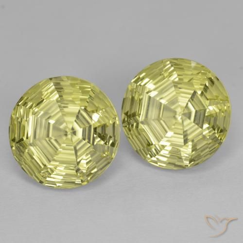 12.82 ctw Yellow Quartz Stones, Natural Quartz in Round Concave Cut Shape for Sale