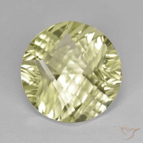 10.3ct Round Light Yellow Quartz from Brazil, Dimension 15.1mm, Natural irradiated Gemstone, VVS Clarity, 1pc Round Concave Cut Quartz, Mohs Hardness of 7 suitable for daily wear jewelry, Photo A