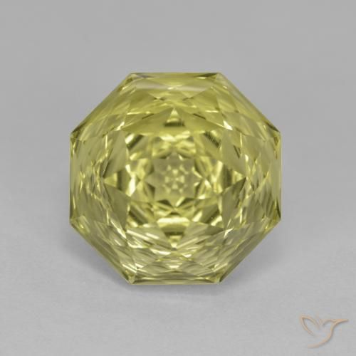6.83 ct Yellow Quartz, 12.1 x 11.9 mm Octagon Concave Cut From Brazil, Photo A