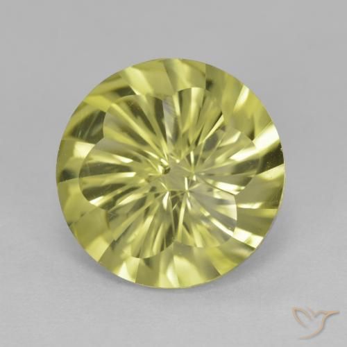 Quartz Jaune Tour 11,9mm du Brésil, poids de 4,9 ct, pierre gemme naturelle Irradié de pureté vvs, 1 pièce de quartz round concave cut, couleur : Jaune citron, dureté de Mohs de 7 convient aux bijoux de tous les jours, pierre de sagesse, Photo A