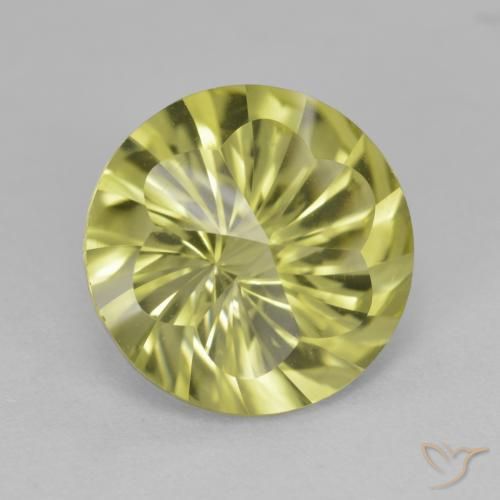 4.90 ct Yellow Quartz Stone, Natural Quartz in Round Concave Cut Shape for Sale