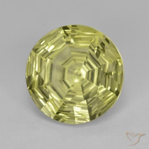 5.57 ct Yellow Quartz Stone, Natural Quartz in Round Concave Cut Shape for Sale