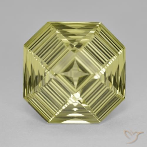 8.77ct Natural Greenish Yellow Quartz, Emerald Cut, VVS