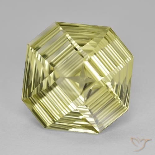 8.77 ct Yellow Quartz Stone, Natural Quartz in Octagon Concave Cut Shape for Sale