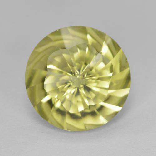 Jaune moyen Quartz gemme - 5.1ct Taille concave ronde (ID: 601518)