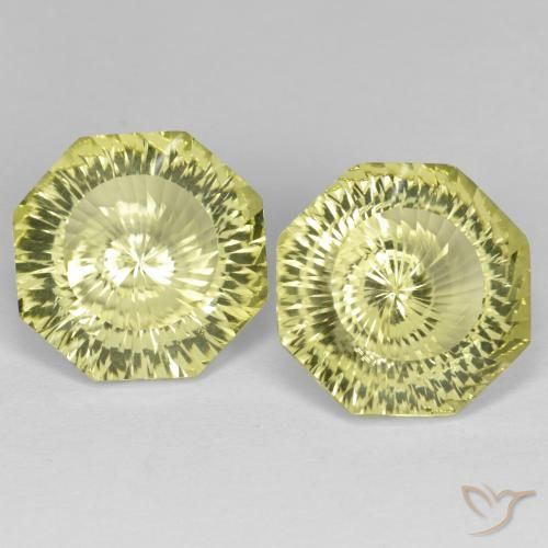15.71 ct Yellow Quartz, 13.8 x 13.8 mm Octagon Concave Cut From Brazil, Photo A