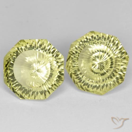 15.71 ctw Yellow Quartz Stones, Natural Quartz in Octagon Concave Cut Shape for Sale
