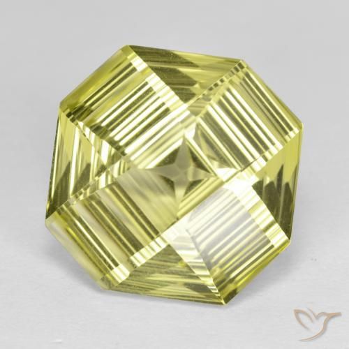 9.12 ct Yellow Quartz Stone, Natural Quartz in Octagon Concave Cut Shape for Sale