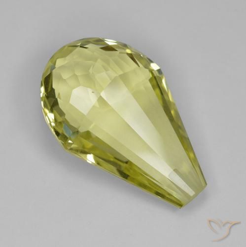 19.11 ct Yellow Quartz, 24.4 x 15.7 mm Briolette From Brazil, Photo A