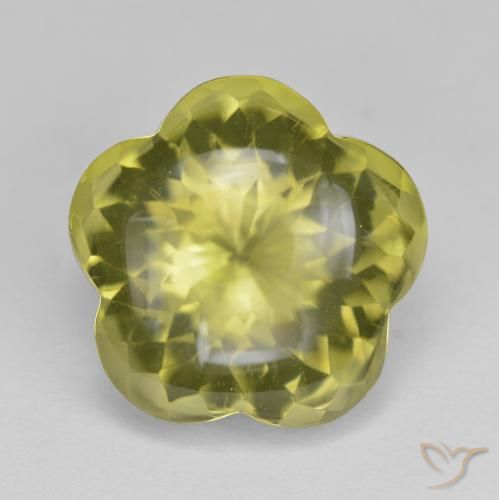 11.91ct Natural Pineapple Yellow Quartz, Flower Cut, Transparent