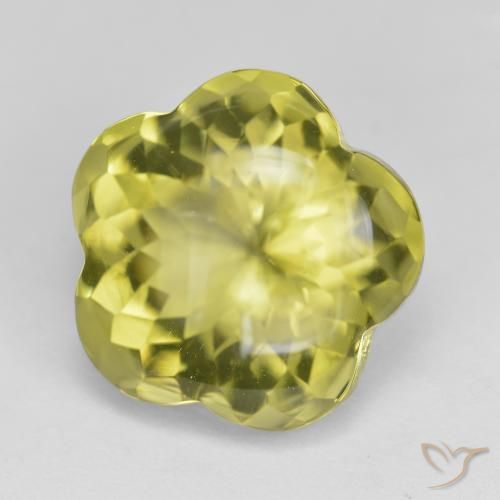 11.91 ct Yellow Quartz Stone, Natural Quartz in Flower-Cut Shape for Sale