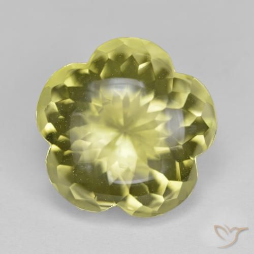 11.16ct Natural Greenish Yellow Quartz, Flower Cut, Transparent