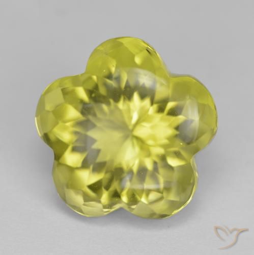 10.71ct Natural Light Pineapple Yellow Quartz, Flower Cut, Transparent
